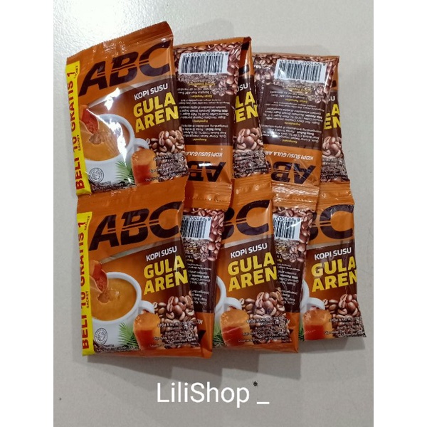 

Baru ... Kopi ABC Susu Gula Aren 1 renceng isi 10 scht gratis 1 scht @ 27 gr