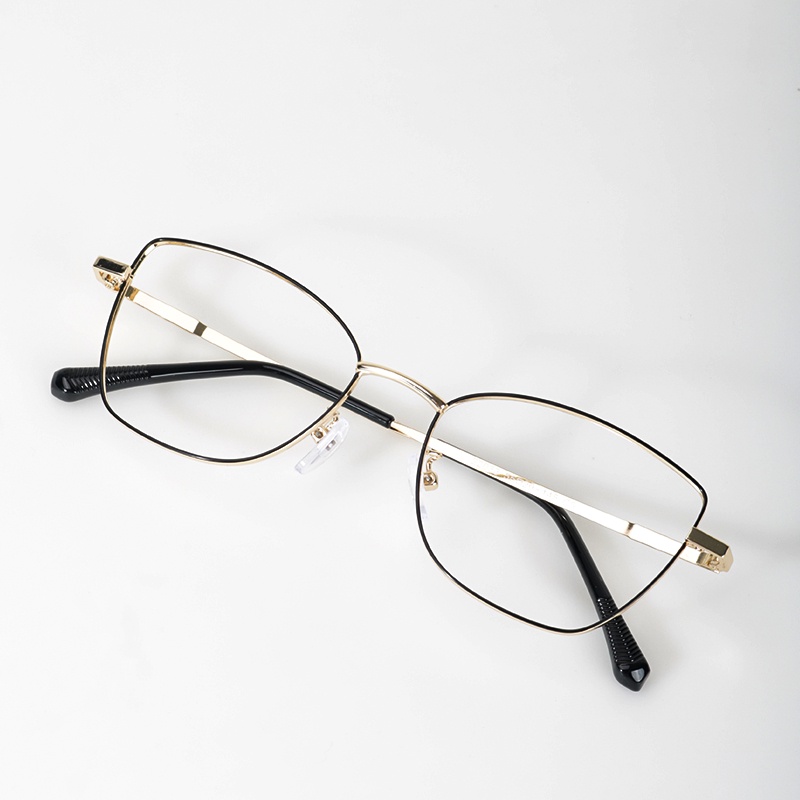 (YUZHU) Vintage Fashion Ultral Light Cat Eye Metal Frame Kacamata Perlindungan Radiasi Untuk Wanita