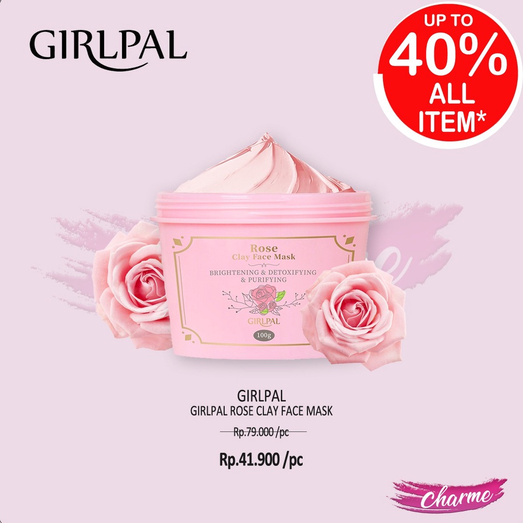 (READY &amp; ORI) Girlpal Clay Face Mask / Masker Wajah Rose Lavender Green Tea BPOM