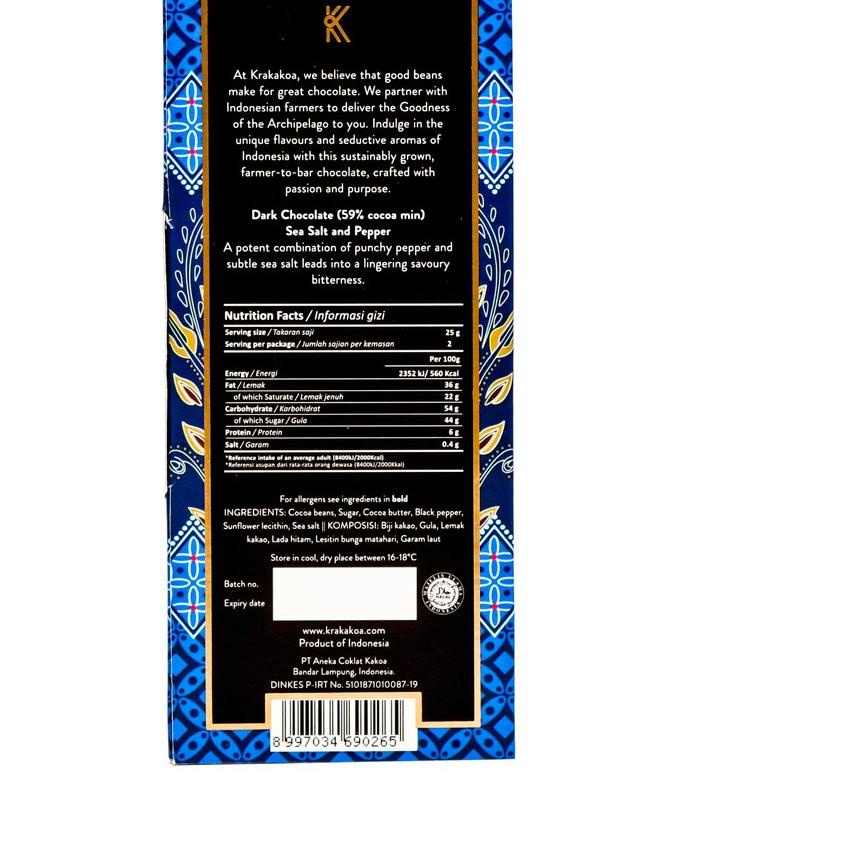 

SALE!!Krakakoa Flavoured Dark Chocolate, Sea Salt & Pepper|RA5