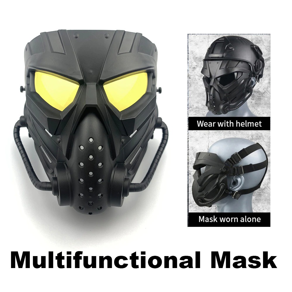 Masker Topeng Airsoft Gun Paintball Full Face Anti Fog Model Alien - WST01 - Black