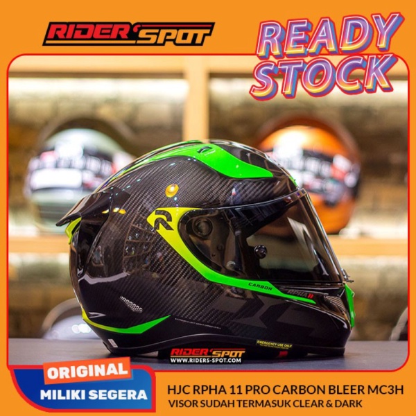 Dijual parts Helm Motor HJC RPHA 11 Pro Carbon Bleer MC3H Green Full Face Or Limited