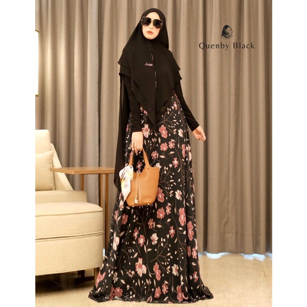 GAMIS QUENBY BLACK SET DAILY DRESS SYARI BY JOZA CLOTHING