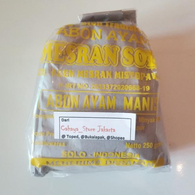 

[COD] Abon Ayam Manis Mesran Solo original [COD]