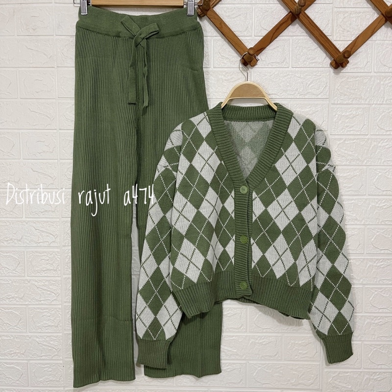 ONESET CARDIGAN KETUPAT SETELAN KULOT WANITA