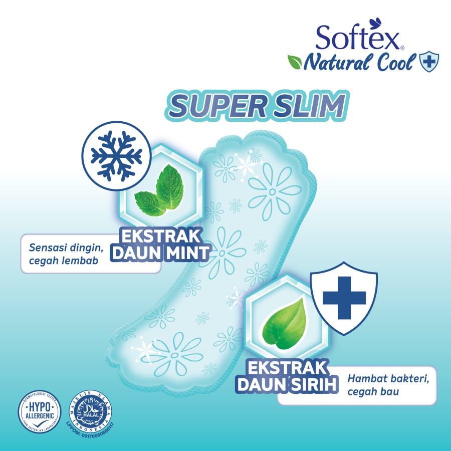 Softex Natural Cool + Super Slim Wing 23 cm isi 16 pads / 16s