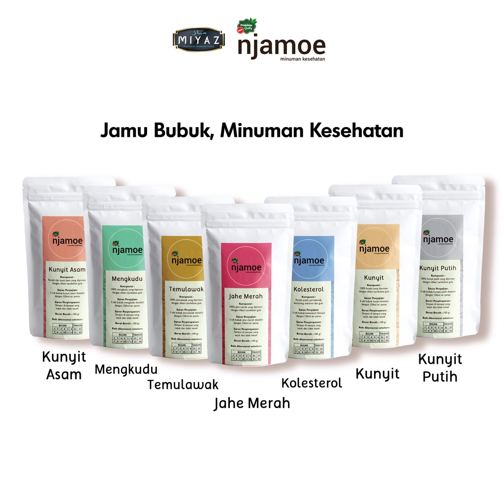 

Njamoe Jahe Merah, Kunyit, Temulawak, Kolesterol, Mengkudu, Kunyit Asam, Kunyit Putih