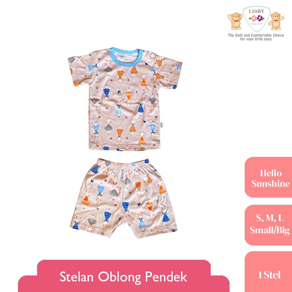 Libby Stelan Oblong Lengan Pendek Celana Pendek - Hello Sunshine Series (isi 3 Pcs) LB-SOPDK