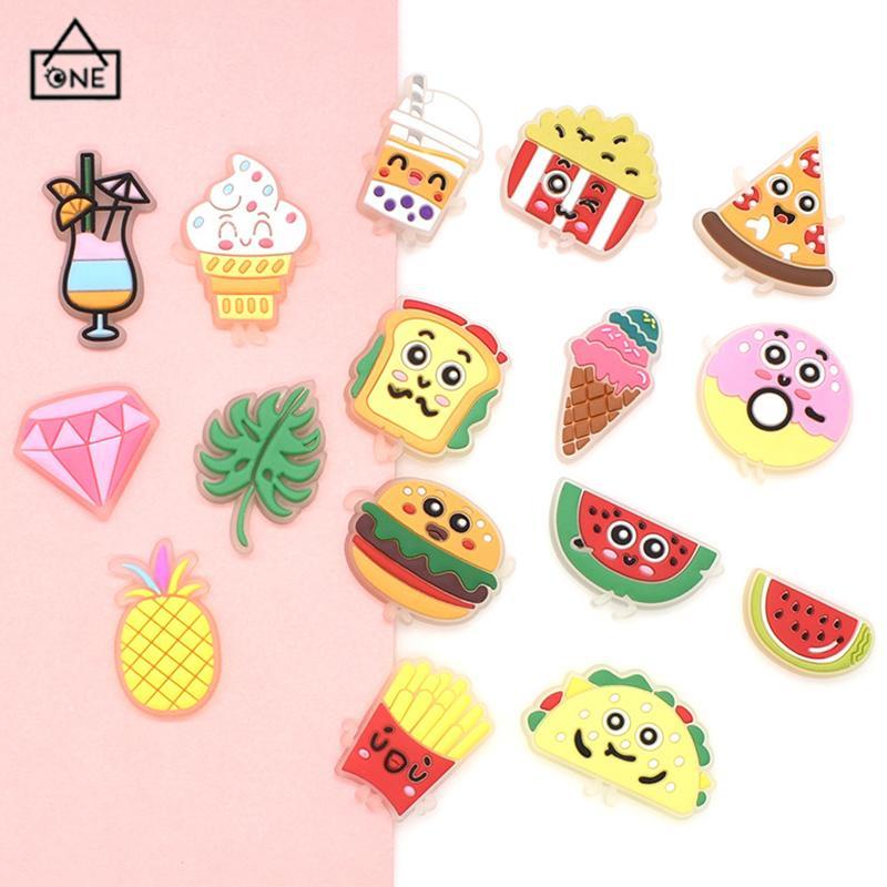 COD❤️Charms Pin Bahan Pvc Glow In The Dark Desain Makanan Untuk Aksesoris Charms Fashion-A.one