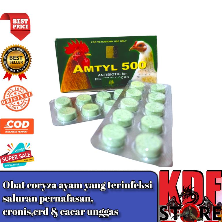 Obat Ayam Phillipines AMTYL 500 - 1 strip Snot Pilek CRD Bubul Luka Ayam