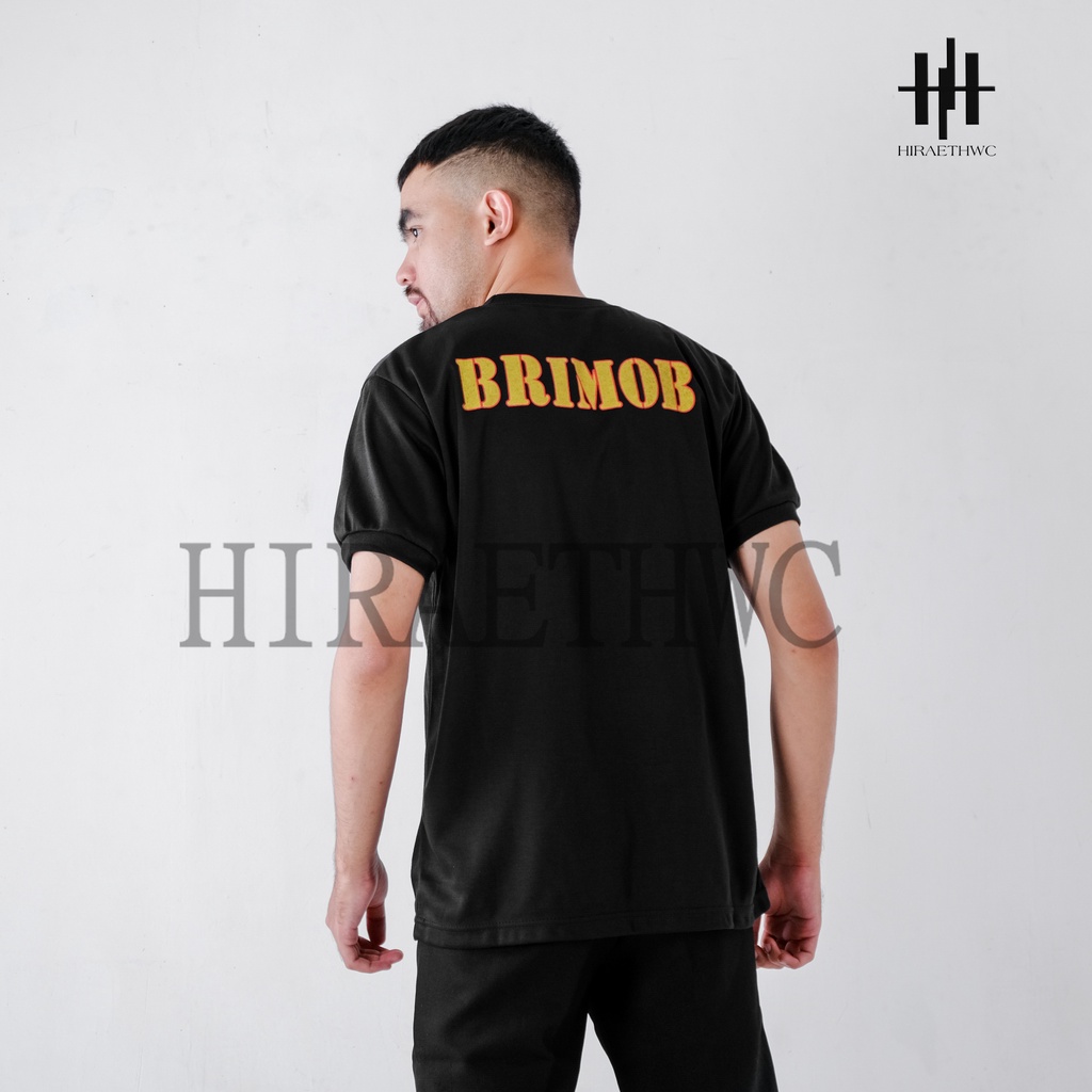 Kaos Katun Hitam Brimob Lengan Pendek Premium Terbaik