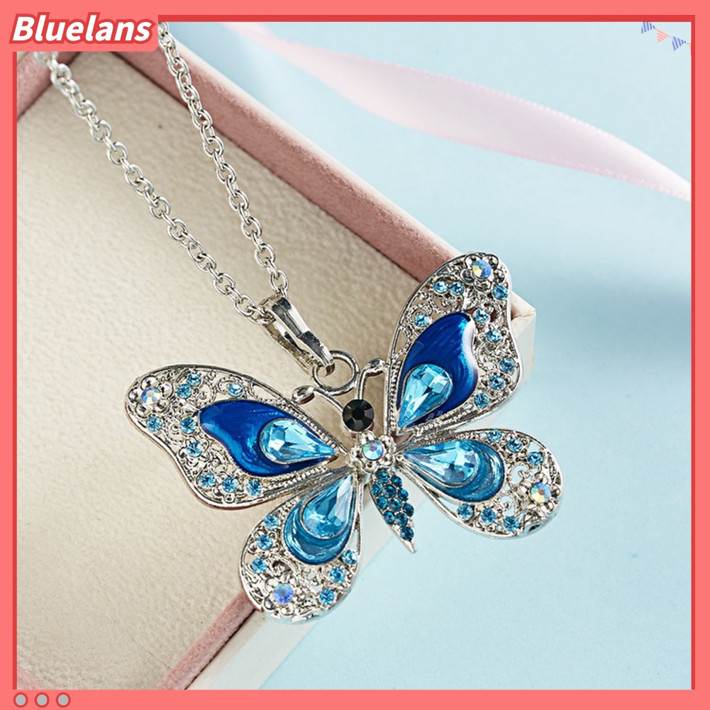 Kalung Bentuk Pita Bahan Alloy Aksen Berlian Imitasi Untuk Wanita