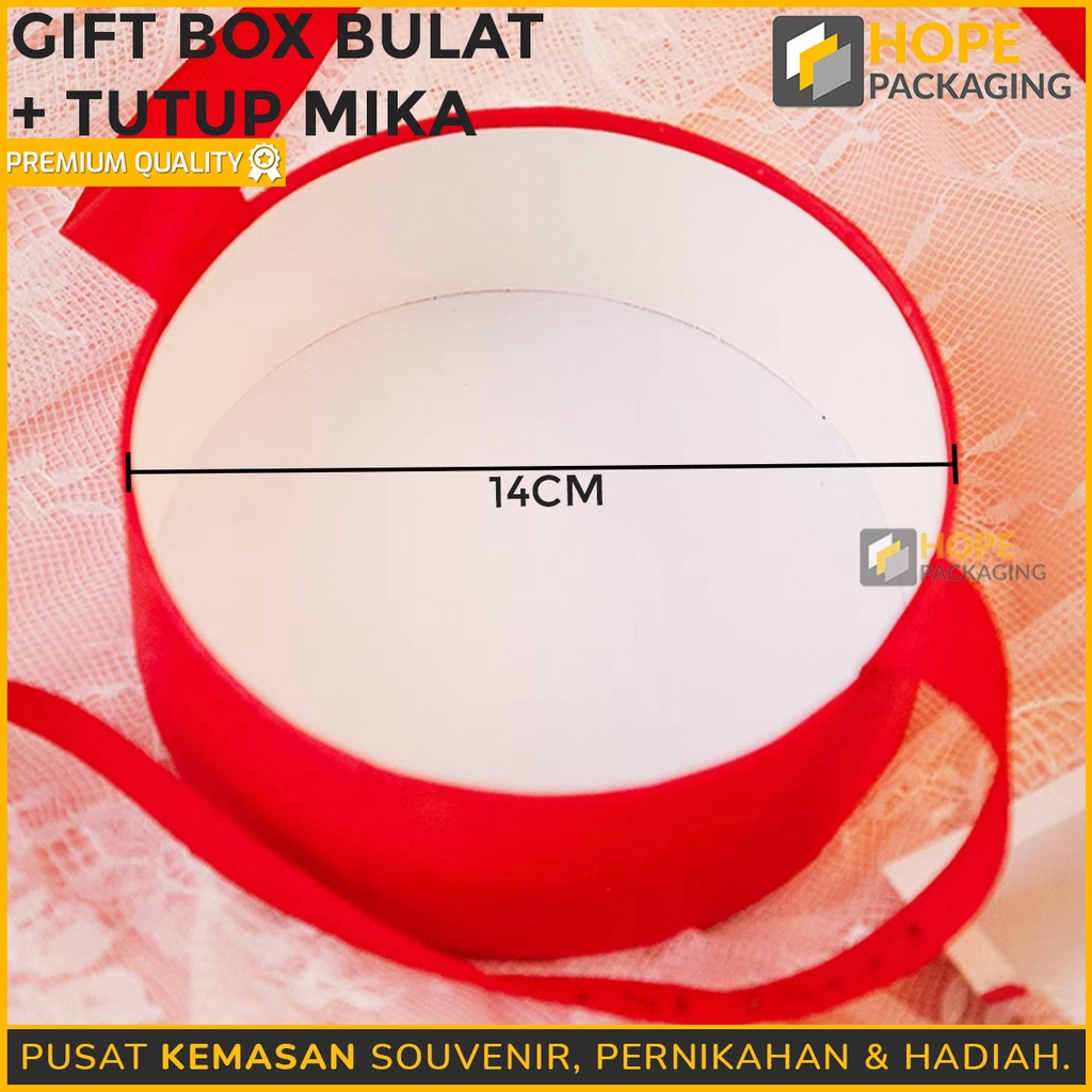 Gift Box Mika Bulat dan Pita Hampers Box Natal /  Souvenir Pernikahan