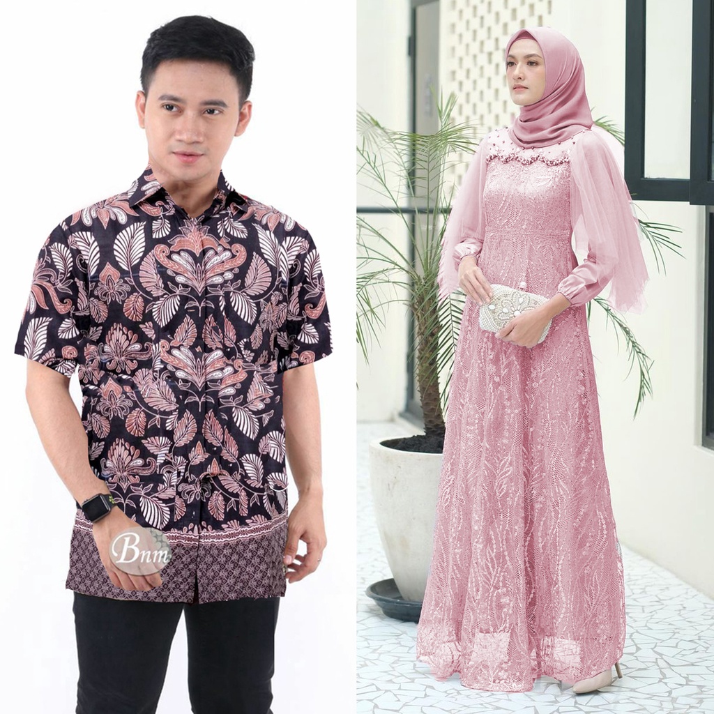 SOLO BATIK - Best Seller Outfit Kondangan Seragam Biridesmaid Pesta Pernikahan Kemeja Batik Lengan Pendek Batik Couple Baju Gamis Allsize