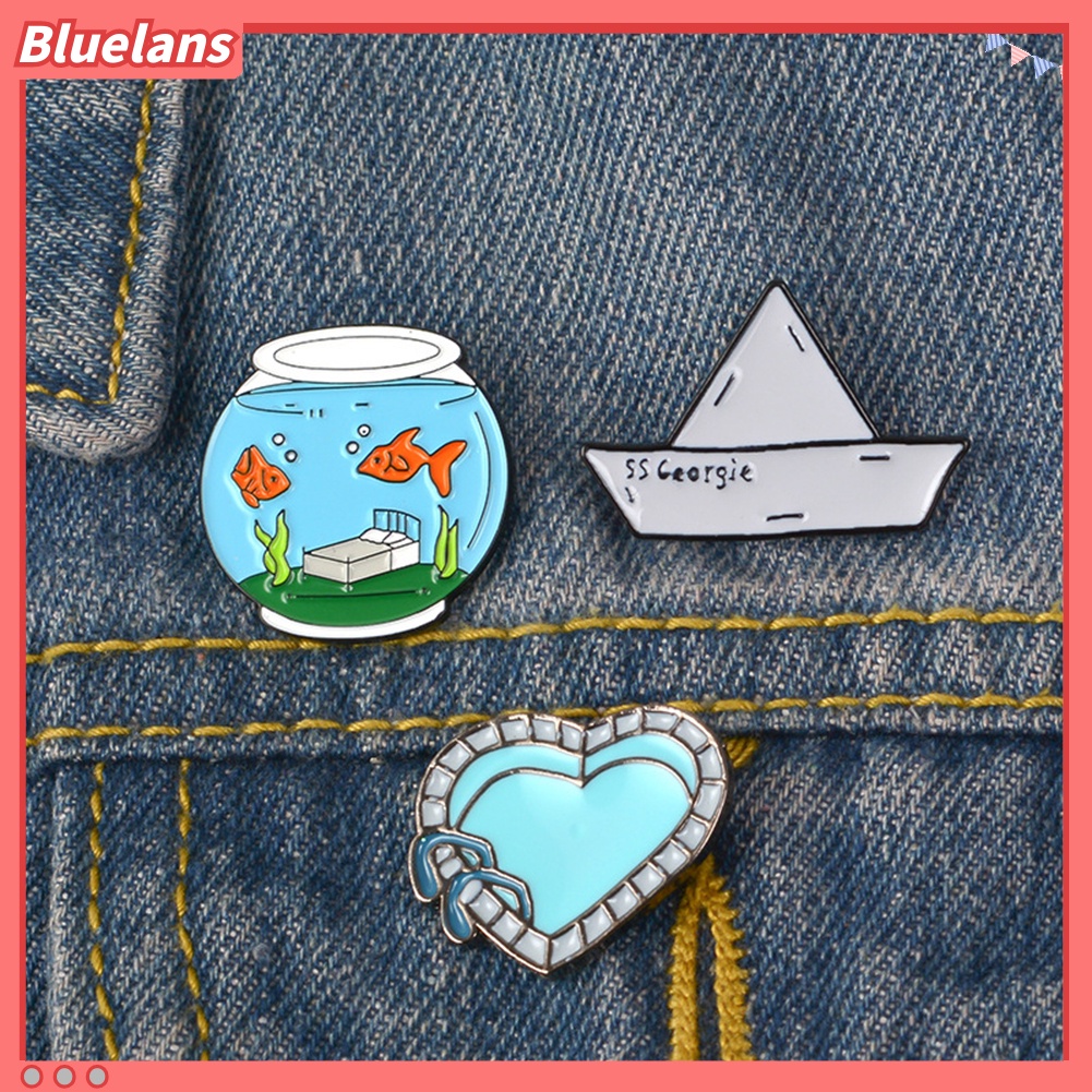 Bluelans Bros Pin Enamel Bentuk Hati Untuk Aksesoris Jaket Denim / Tas Ransel