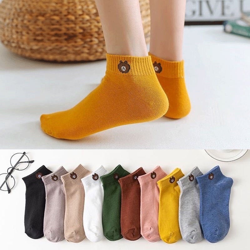 Kaos Kaki Pendek Motif Beruang Bear Unisex Pria Wanita 20cm Fashion Ankle Sock Kaus Kaki