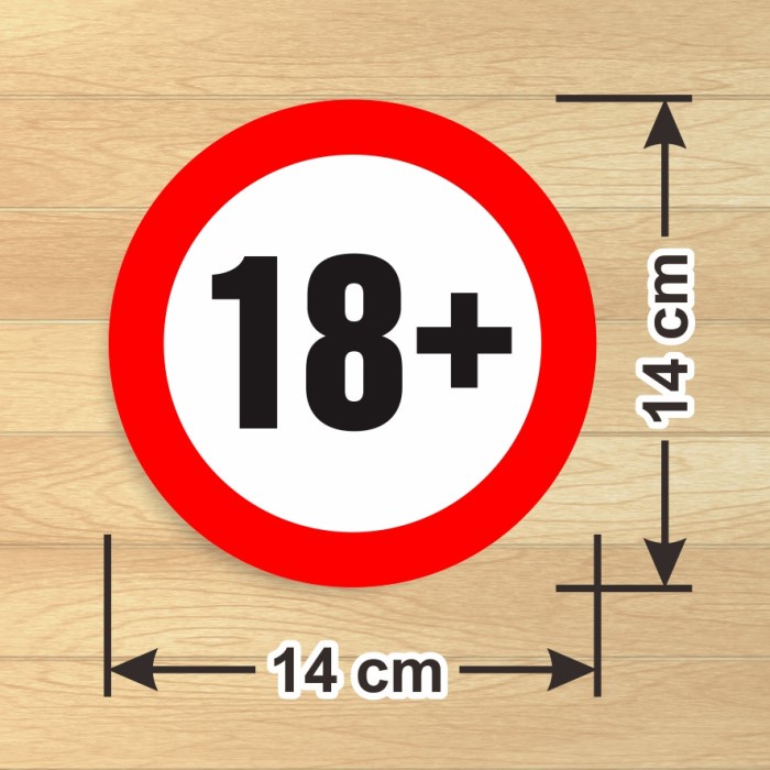 

Label Sticker 18 plus Sticker Sign Bundar 18+ Vinyl anti air
