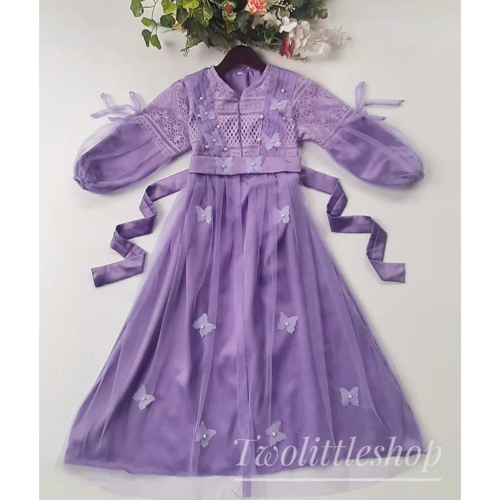Gamis brukat anak kupu-kupu