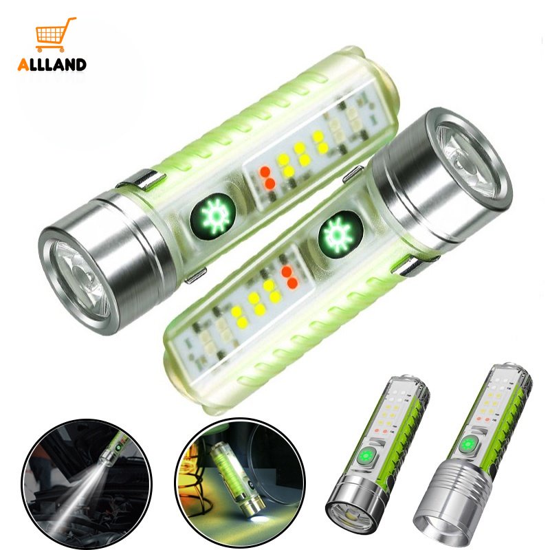 Lampu Senter Led COB Portable Multifungsi Super Terang Anti Air / Jatuh Charge Usb Tipe-c Untuk Camping / Outdoor