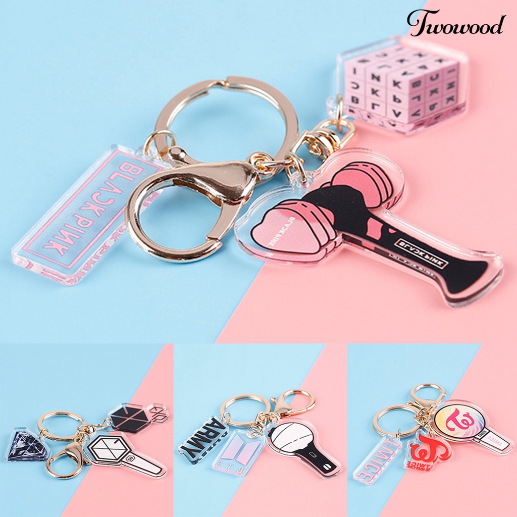 Gantungan Kunci Dua Sisi Bahan Akrilik Transparan Desain K-POP BTS EXO Twice