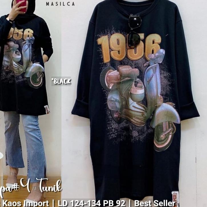 Harga Murah.. Kaos tunic import jumbo motif vespa kekinian terbaru halus adem premium korean style. 