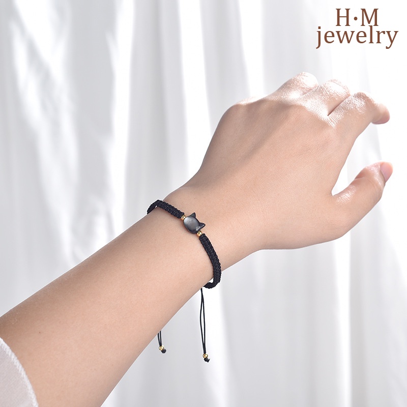 Gelang Tangan Tali Serut Adjustable Motif Kucing Untuk Wanita