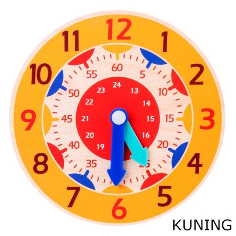 MAINAN JAM DINDING EDUKASI ANAK UNTUK MENGENAL WAKTU / WOODEN CLOCK, Mainan Jam Kayu / Belajar Jam / Wooden Clock / Mainan Edukasi