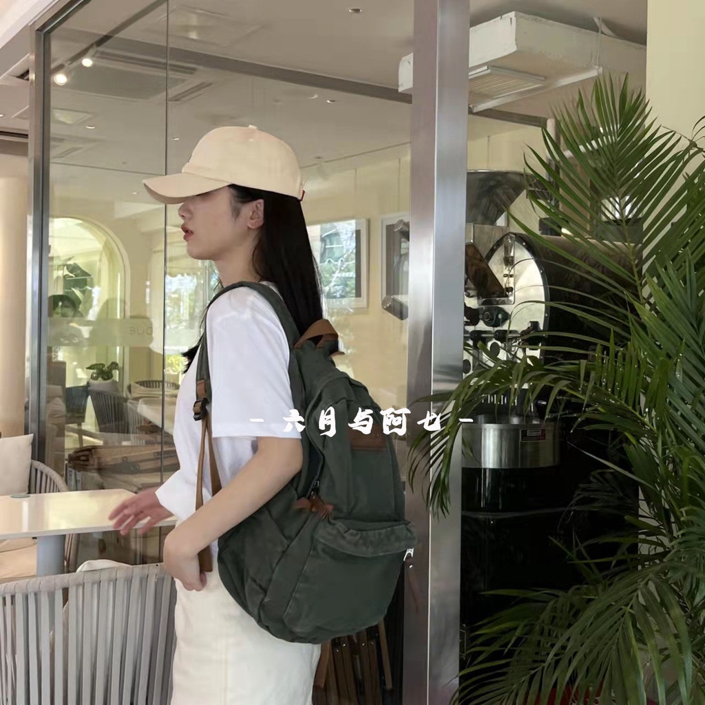 ✒Sera Sera American retro tas sekolah pria dan wanita bisa menjadi angin malas ransel mahasiswa ransel dicuci kanvas mahasiswa ransel tahan lama