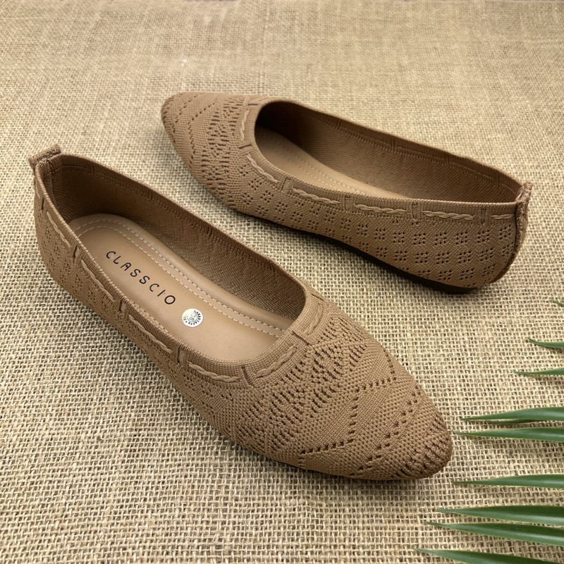 MARASYAFFA - SEPATU FLAT WANITA RAJUT IMPORT BK01