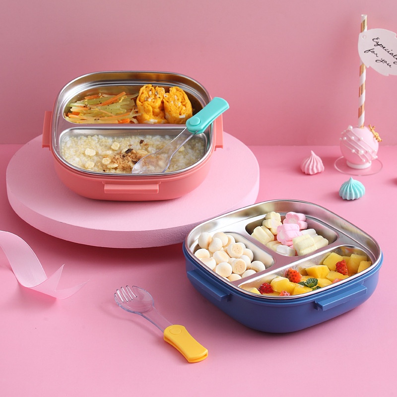 TEDEMEI Kotak Makan Anak / Kotak Bekal / Lunch box Set Kotak Stainless 304