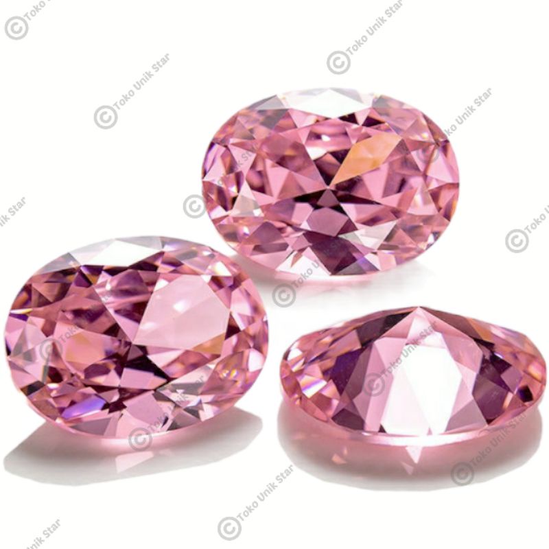 Batu Permata Diamond Cubic Zirconia / Berlian Zircon AAA Pink Oval