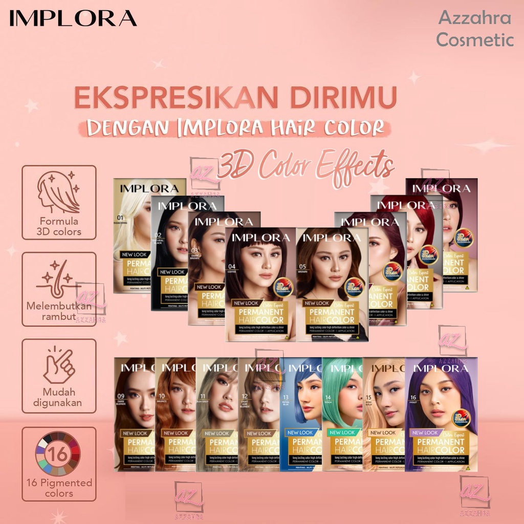 Implora New Permanent Hair Color | Pewarna Rambut | Semir Rambut | Pastel Edition