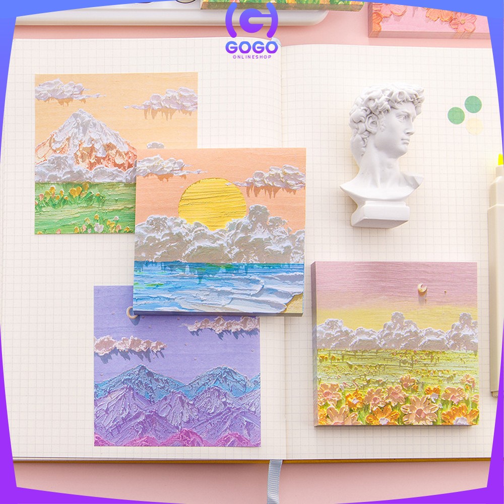 GOGO-A37 Memo Tempel Aesthetic Sticky Notes Motif Alam Indah / Note Beauty nature / Memo Tempel Notes Pemandangan / Memopad lucu