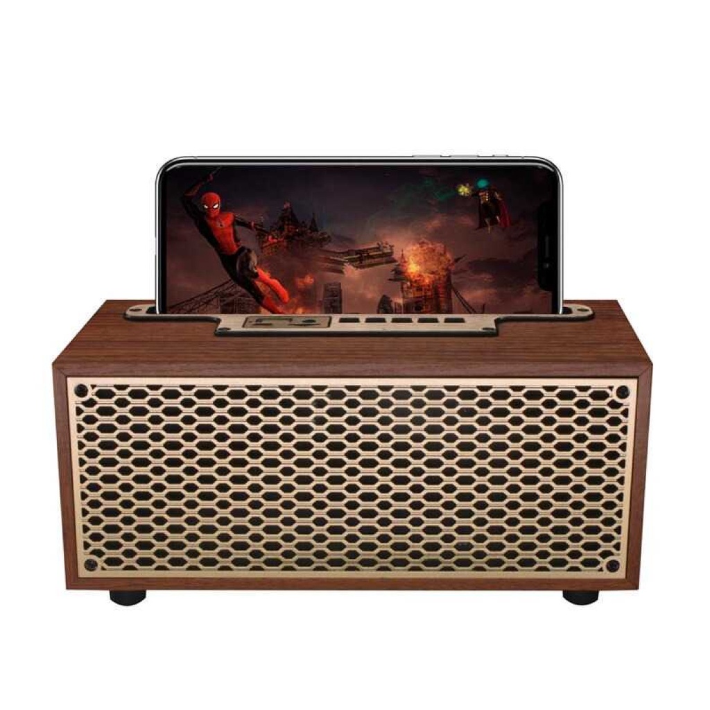 Bluetooth Speaker Portable Model Vintage Kayu Wood USB Rechargeable