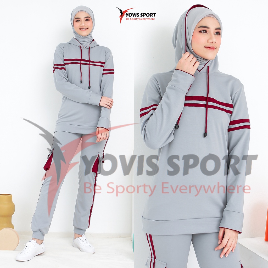 Setelan Senam Hoodie Yovis Sport / Setelan Olahraga Wanita Gym Lari Ladies / Setelan Yovis