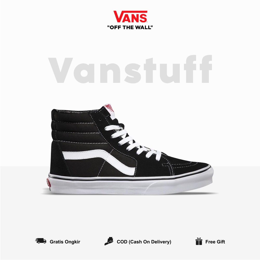 Vans Classic SK8 Hi Black White Pria Wanita Original 100% BNIBWT Ori Authentic High Ori Global Market Authentic