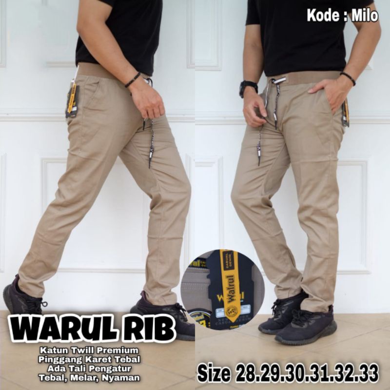 CINOS PANJANG PRIA BY WALRUL celana chinos cino Distro premium strech karet original size ukur 28-39