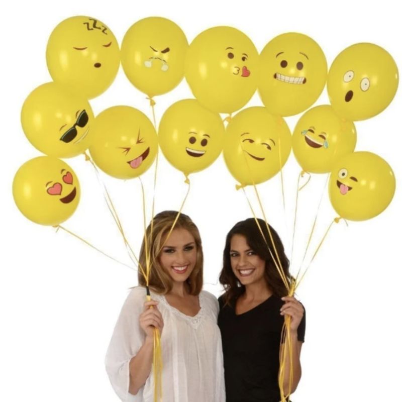 Image of Balon dengan Bahan Latex dan Gambar Emoji Smile Warna Kuning Dekorasi #1