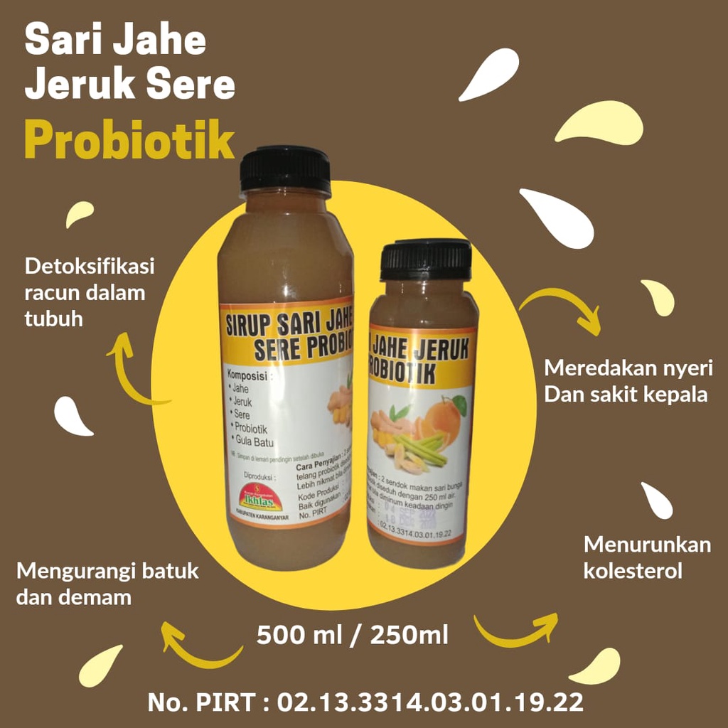 

Extract Sari Jahe Jeruk Sereh Sere Serai Probiotik asli untuk kesehatan 100% Herbal