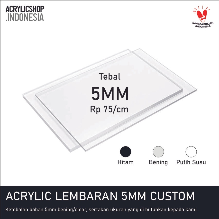 Acrylic/Akrilik 5mm Lembaran Custom/Ecer/Potongan Mika Lembaran MURAH