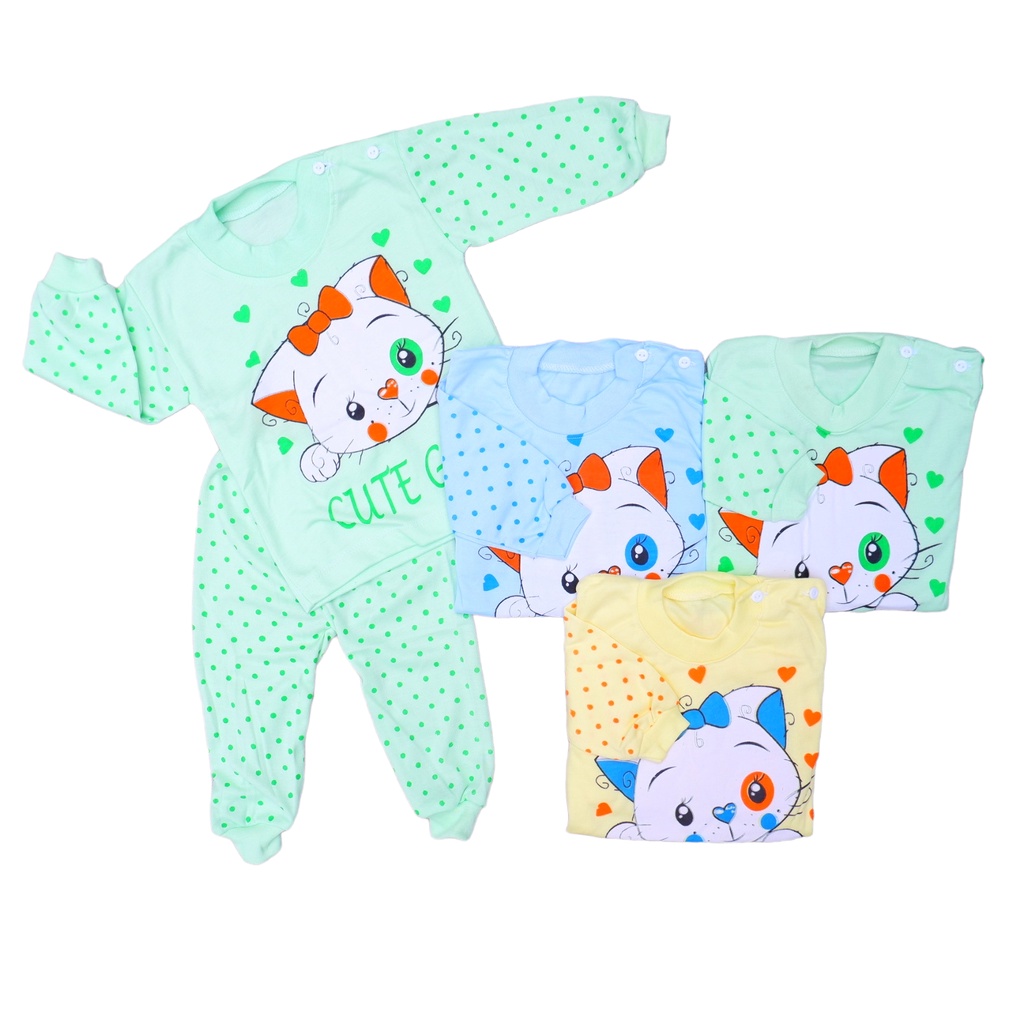 ISI 3 SETELAN BAJU BAYI PEREMPUAN PANJANG MOTIF 3-18 BULAN