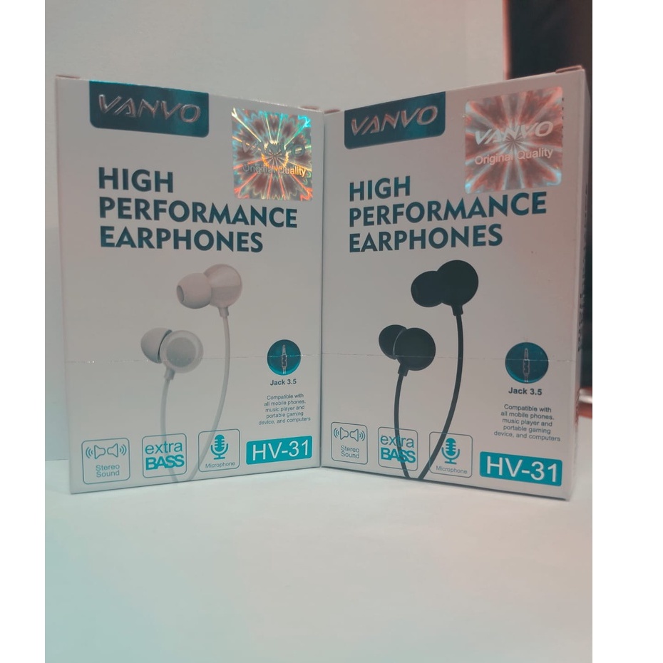 Hansfree Vanvo HV-31 HIGH PERFORMANCE EARPHONE EXTRA BASS JACK 3.5 HV 31 HANSFREE VANVO