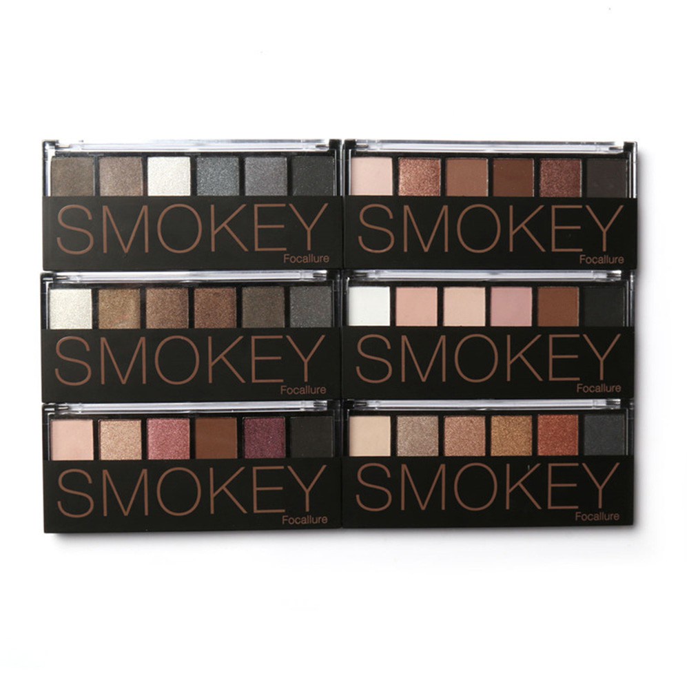 FOCALLURE FA06 Colors Nude/Smoky Kosmetik Alis High Pigment And Smooth Powder Long Lasting Untuk Mata Eyeshadow Palette