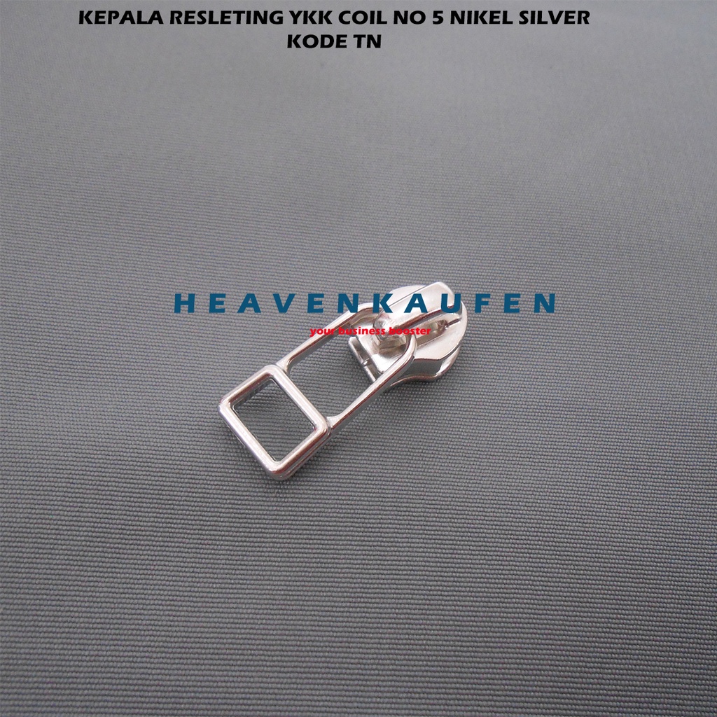 Kepala Resleting Zipper Head YKK Type Gigi Halus Coil No 5 Warna Nikel Silver Kode TN