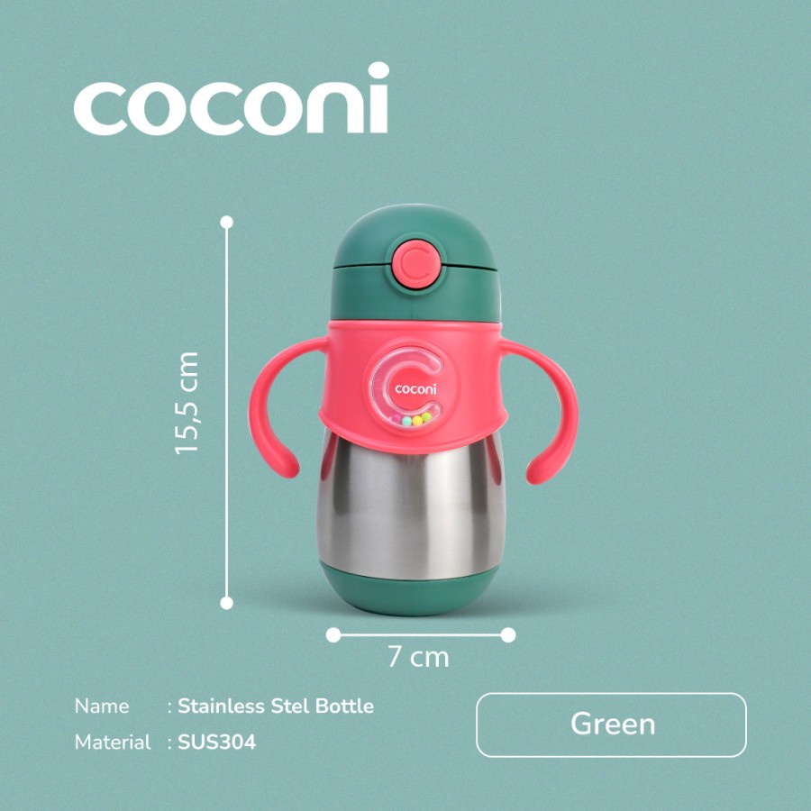 COCONI Stainless Steel Straw Bottle 240 Ml | Termos Botol Minum Anak