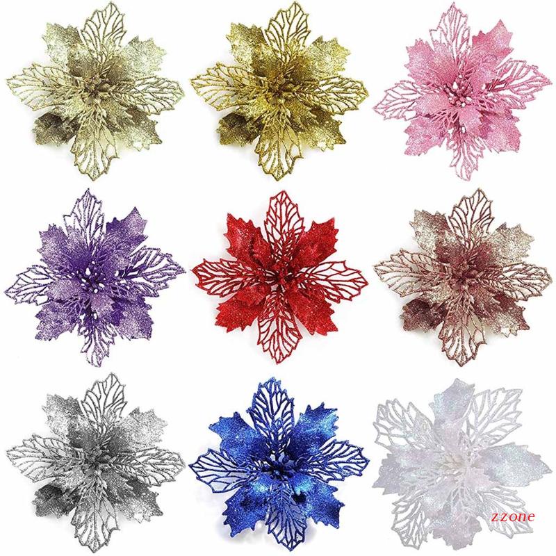 Simulasi Bunga Poinsettia Bahan Plastik Untuk Dekorasi Pohon Natal