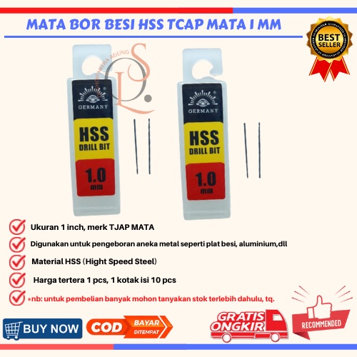 Mata Bor Besi HSS 1 mm Mrek Cap TJAP MATA Berkualitas⠀