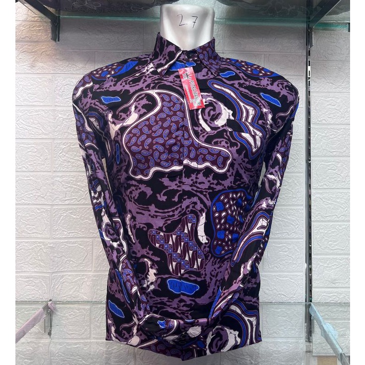 Rajabatikstore,grosir murah konveksi langsung,batik pria lengan panjang premium katun puring ungu