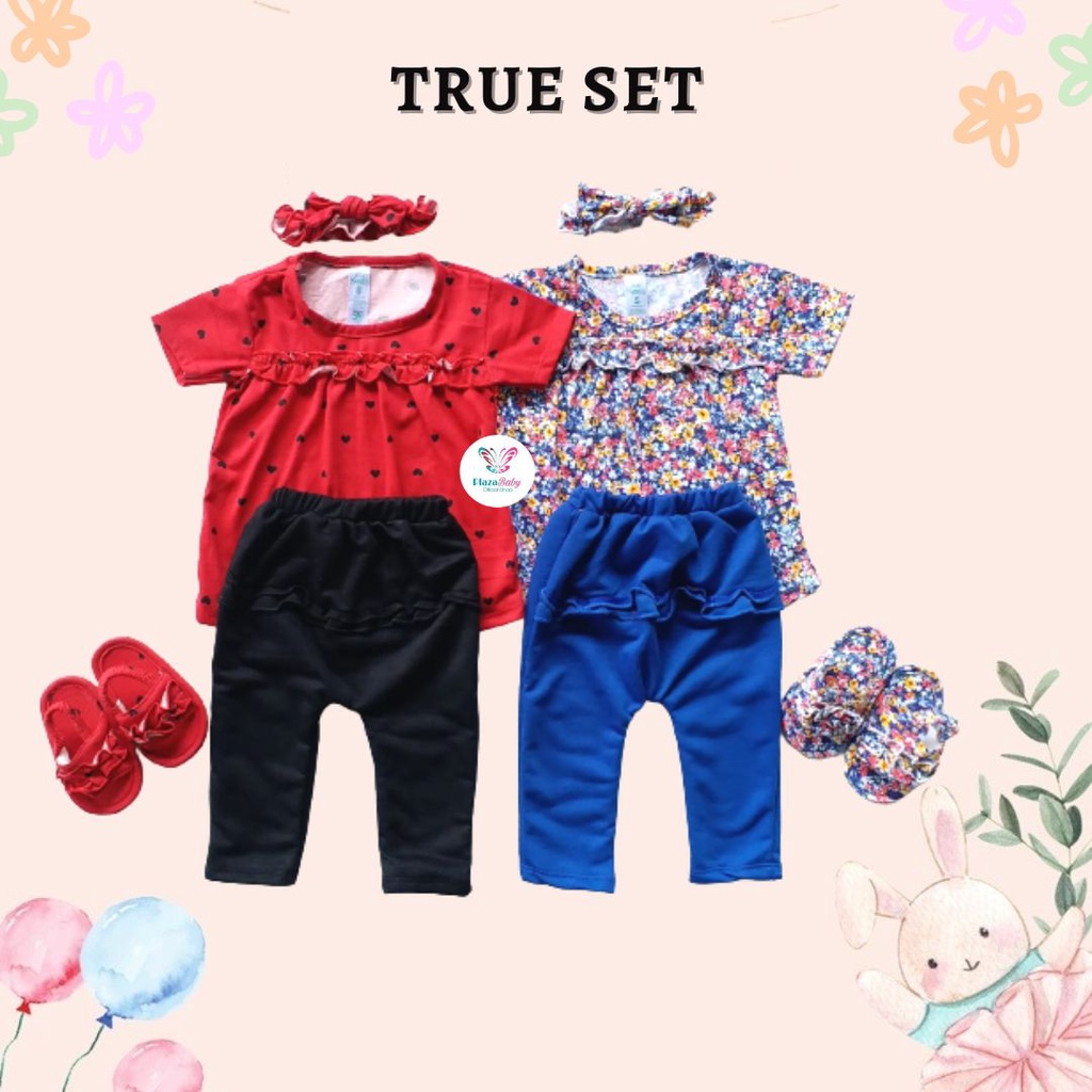 Plazababyku MX TRUE SET SANDAL setelan bayi motif bunga yang lucu free headband + sandal PART4