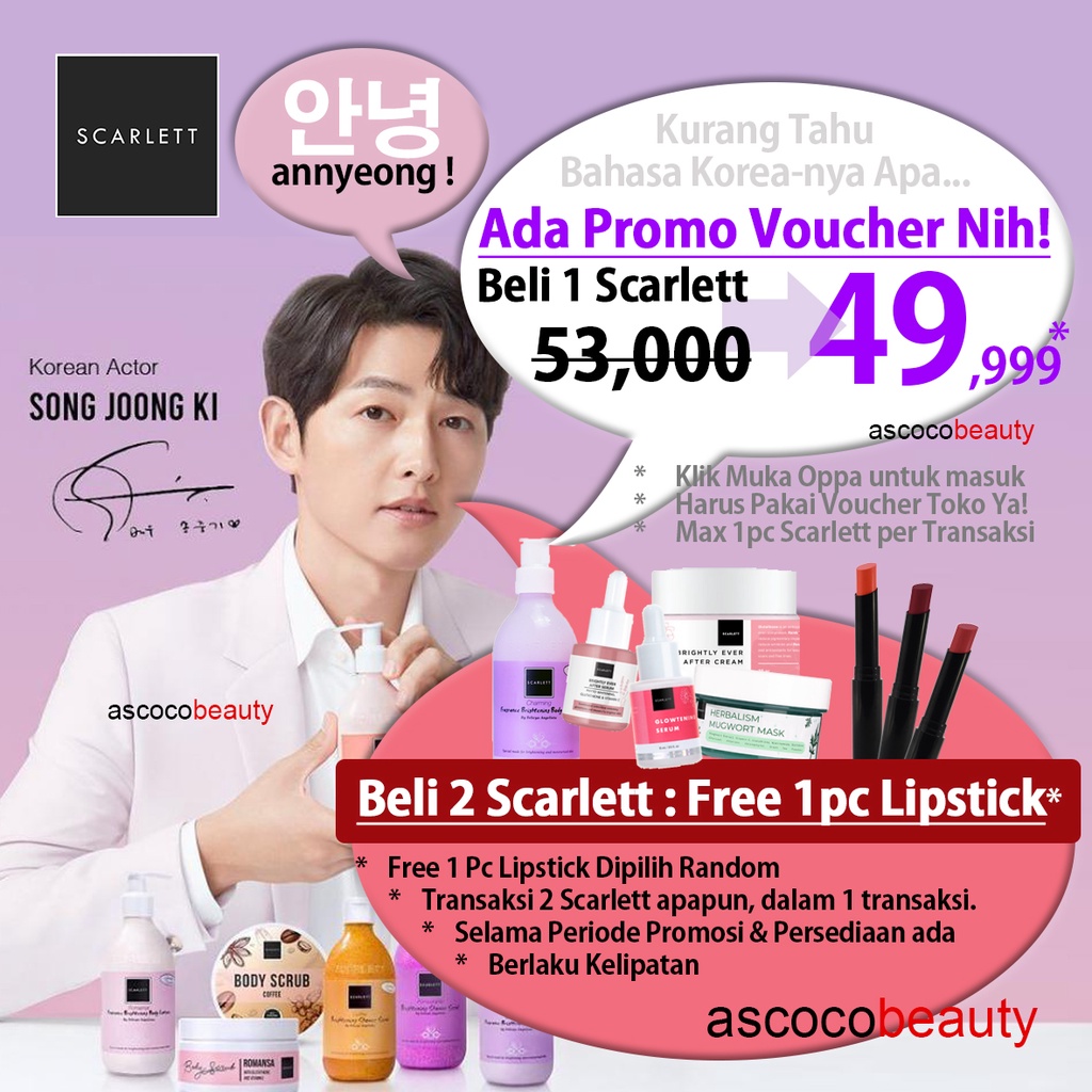 SCARLETT WHITENING |  Mini Serum Series, Herbalism Mugwort Mask, Seriously Soothing, Body Lotion, Paket, Serum, Shower Scrub Day Cream Night Cream Essence Toner Coffee Romansa Jolly Happy Acne Freshy Charming ✰ ascocobeauty ✰